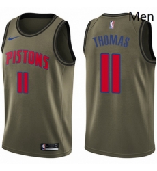 Mens Nike Detroit Pistons 11 Isiah Thomas Swingman Green Salute to Service NBA Jersey