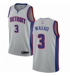 Mens Nike Detroit Pistons 3 Ben Wallace Swingman Silver NBA Jersey Statement Edition