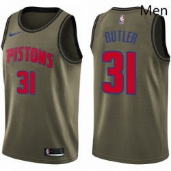 Mens Nike Detroit Pistons 31 Caron Butler Swingman Green Salute to Service NBA Jersey
