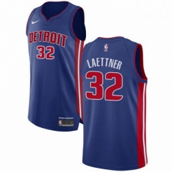 Mens Nike Detroit Pistons 32 Christian Laettner Authentic Royal Blue Road NBA Jersey Icon Edition