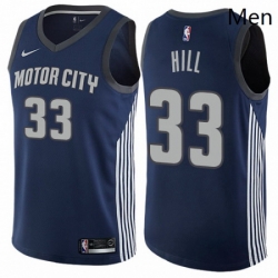 Mens Nike Detroit Pistons 33 Grant Hill Swingman Navy Blue NBA Jersey City Edition