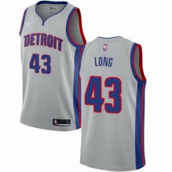 Mens Nike Detroit Pistons 43 Grant Long Authentic Silver NBA Jersey Statement Edition