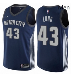 Mens Nike Detroit Pistons 43 Grant Long Swingman Navy Blue NBA Jersey City Edition