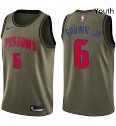 Youth Nike Detroit Pistons 6 Bruce Brown Jr Swingman Green Salute to Service NBA Jersey 