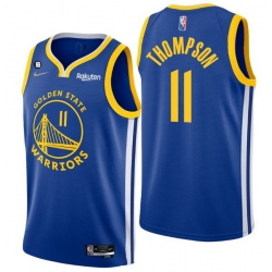 Men Golden State Warriors 11 Klay Thompson Royal With No 6 Patch Stitched Jersey