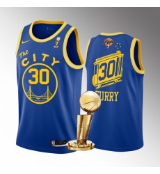 Men's Golden State Warriors #30 Stephen Curry 2022 Royal NBA Finals Champions Stitched Jerseys