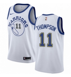 Mens Nike Golden State Warriors 11 Klay Thompson Swingman White Hardwood Classics NBA Jersey