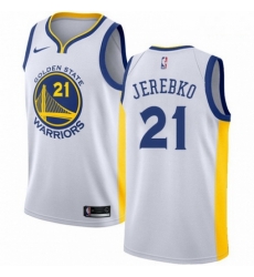 Mens Nike Golden State Warriors 21 Jonas Jerebko White NBA Swingman Association Edition Jersey 