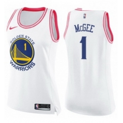 Womens Nike Golden State Warriors 1 JaVale McGee Swingman WhitePink Fashion NBA Jersey