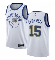 Womens Nike Golden State Warriors 15 Latrell Sprewell Swingman White Hardwood Classics NBA Jersey