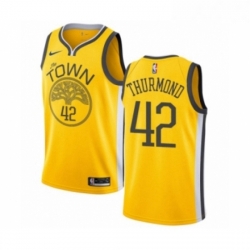 Womens Nike Golden State Warriors 42 Nate Thurmond Yellow Swingman Jersey Earned Edition 