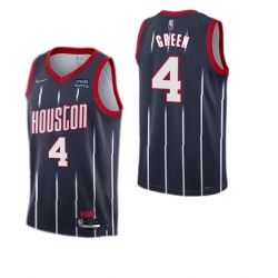 Men Houston Rockets 4 Jalen Green 2021 22 City Edition 75th Anniversary Navy Stitched Basketball Jersey