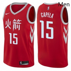 Mens Nike Houston Rockets 15 Clint Capela Swingman Red NBA Jersey City Edition