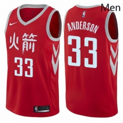 Mens Nike Houston Rockets 33 Ryan Anderson Swingman Red NBA Jersey City Edition