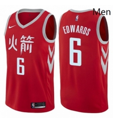 Mens Nike Houston Rockets 6 Vincent Edwards Swingman Red NBA Jersey City Edition 