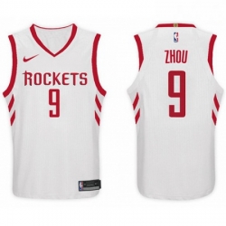 Nike NBA Houston Rockets 9 Zhou Qi Jersey 2017 18 New Season White Jersey 