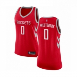 Womens Houston Rockets 0 Russell Westbrook Swingman Red Basketball Jersey Icon Edition 