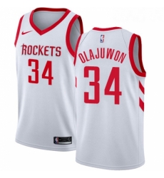 Womens Nike Houston Rockets 34 Hakeem Olajuwon Swingman White Home NBA Jersey Association Edition