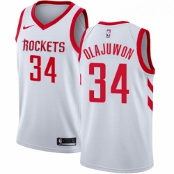 Youth Nike Houston Rockets 34 Hakeem Olajuwon Swingman White Home NBA Jersey Association Edition