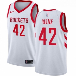 Youth Nike Houston Rockets 42 Nene Swingman White Home NBA Jersey Association Edition 