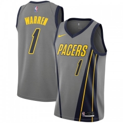 Men Nike Indiana Pacers 1 TJ Warren Gray NBA Swingman City Edition 2018 19 Jersey