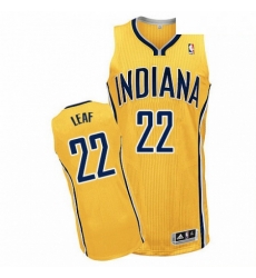 Mens Adidas Indiana Pacers 22 T J Leaf Authentic Gold Alternate NBA Jersey 