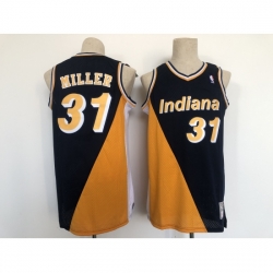 Men's Indiana Pacers #31 Reggie Miller Authentic Black-Yellow Throwback NBA Jersey