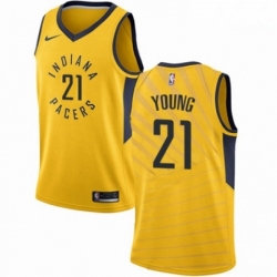 Mens Nike Indiana Pacers 21 Thaddeus Young Swingman Gold NBA Jersey Statement Edition