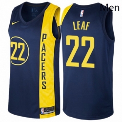 Mens Nike Indiana Pacers 22 T J Leaf Swingman Navy Blue NBA Jersey City Edition 