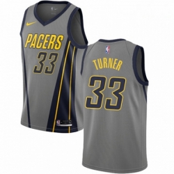 Mens Nike Indiana Pacers 33 Myles Turner Swingman Gray NBA Jersey City Edition