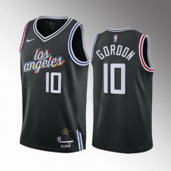 Men Los Angeles Clippers 10 Eric Gordon Black 2022 23 City Edition Stitched Jerseys