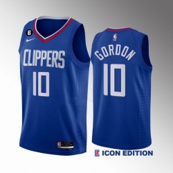 Men Los Angeles Clippers 10 Eric Gordon Blue Icon Edition With No 6 Patch Stitched Jersey