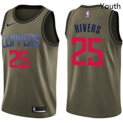 Youth Nike Los Angeles Clippers 25 Austin Rivers Swingman Green Salute to Service NBA Jersey