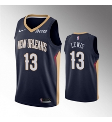 Men New Orleans Pelicans 13 Kira Lewis Jr  Navy Icon Edition Stitched Jersey