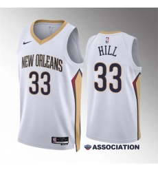 Men New Orleans Pelicans 33 Malcolm Hill White Association Edition Stitched Basketball Jersey