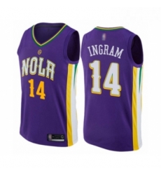 Mens New Orleans Pelicans 14 Brandon Ingram Authentic Purple Basketball Jersey City Edition 