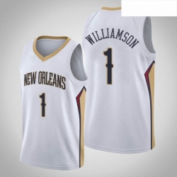 Mens Nike New Orleans Pelicans 1 Zion Williamson White NBA Swingman Association Edition Jersey 