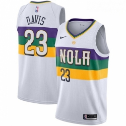 Mens Nike New Orleans Pelicans 23 Anthony Davis Swingman White NBA Jersey City Edition