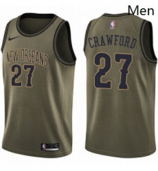 Mens Nike New Orleans Pelicans 27 Jordan Crawford Swingman Green Salute to Service NBA Jersey 