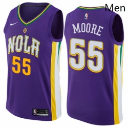 Mens Nike New Orleans Pelicans 55 ETwaun Moore Swingman Purple NBA Jersey City Edition