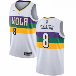 Mens Nike New Orleans Pelicans 8 Jahlil Okafor Swingman White NBA Jersey City Edition 