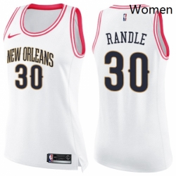 Womens Nike New Orleans Pelicans 30 Julius Randle Swingman White Pink Fashion NBA Jersey 