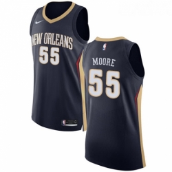 Womens Nike New Orleans Pelicans 55 ETwaun Moore Authentic Navy Blue Road NBA Jersey Icon Edition