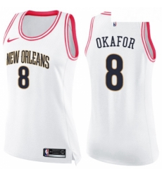 Womens Nike New Orleans Pelicans 8 Jahlil Okafor Swingman White Pink Fashion NBA Jersey 