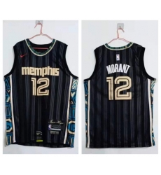 Men Memphis Grizzlies 12 Ja Morant Black 2020 21 City Edition Nike Swingman Jersey