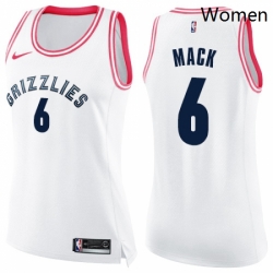 Womens Nike Memphis Grizzlies 6 Shelvin Mack Swingman White Pink Fashion NBA Jersey 