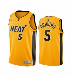 Men Miami Heat 5 Precious Achiuwa Yellow NBA Swingman 2020 21 Earned Edition Jersey