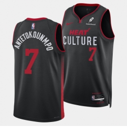 Men Miami Heat  7 Giannis Antetokounmpo Black 2026 Culture Swingman Stitched Basketball Jersey