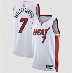 Men Miami Heat  7 Giannis Antetokounmpo White 2026 Association Edition Swingman Stitched Jersey