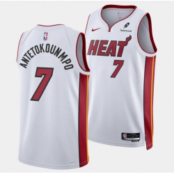 Men Miami Heat  7 Giannis Antetokounmpo White 2026 Association Swingman Stitched Basketball Jersey